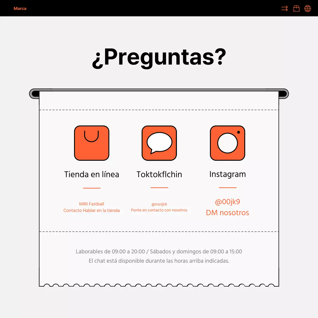 Sencilla promoción en redes sociales de la venta directa al exterior en naranja y negro