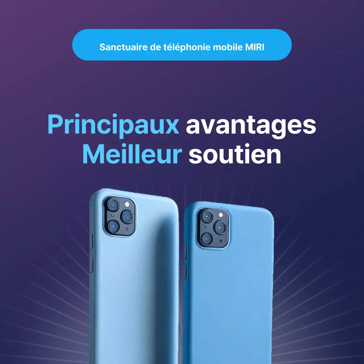 Annonce d'un sanctuaire simple pour téléphone portable en bleu clair et violet