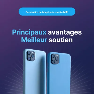 Annonce d'un sanctuaire simple pour téléphone portable en bleu clair et violet