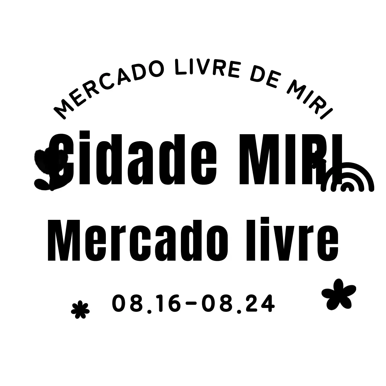 Um mercado de agricultores alegre e luminoso, com arco-íris e flores