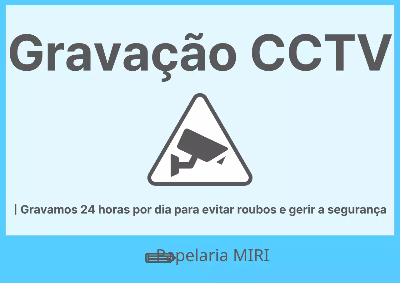 Aviso de gravação CCTV de loja não tripulada minimalista azul claro