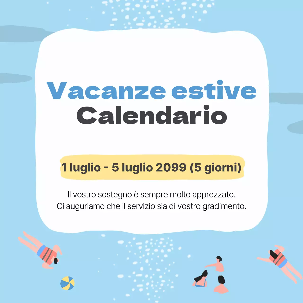 Semplici informazioni sulle vacanze in azzurro