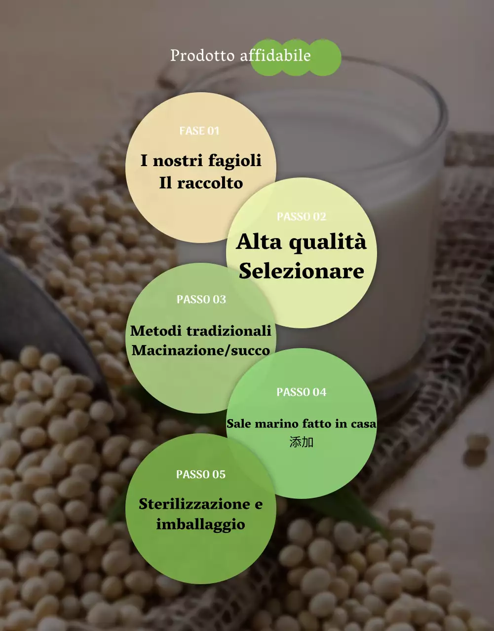Informazioni sul prodotto beige e minimalista del latte di soia