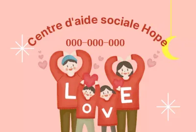 Centre d'aide sociale chaleureux et lumineux avec illustrations familiales