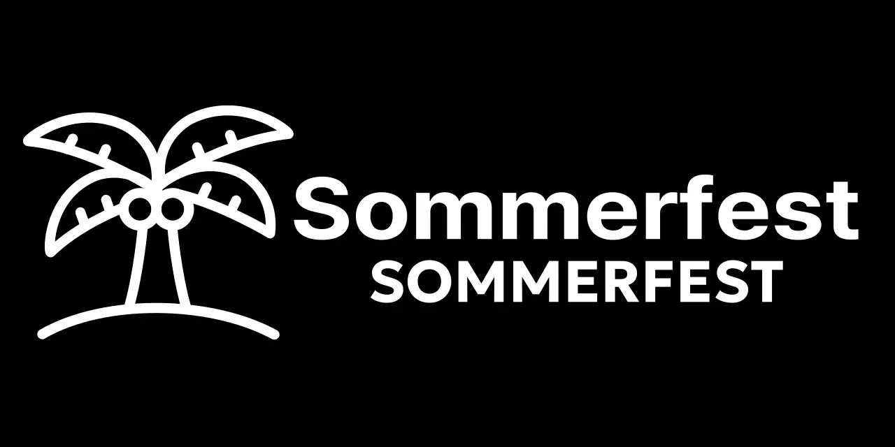 Einfaches Sommerfest mit Palmenillustrationen