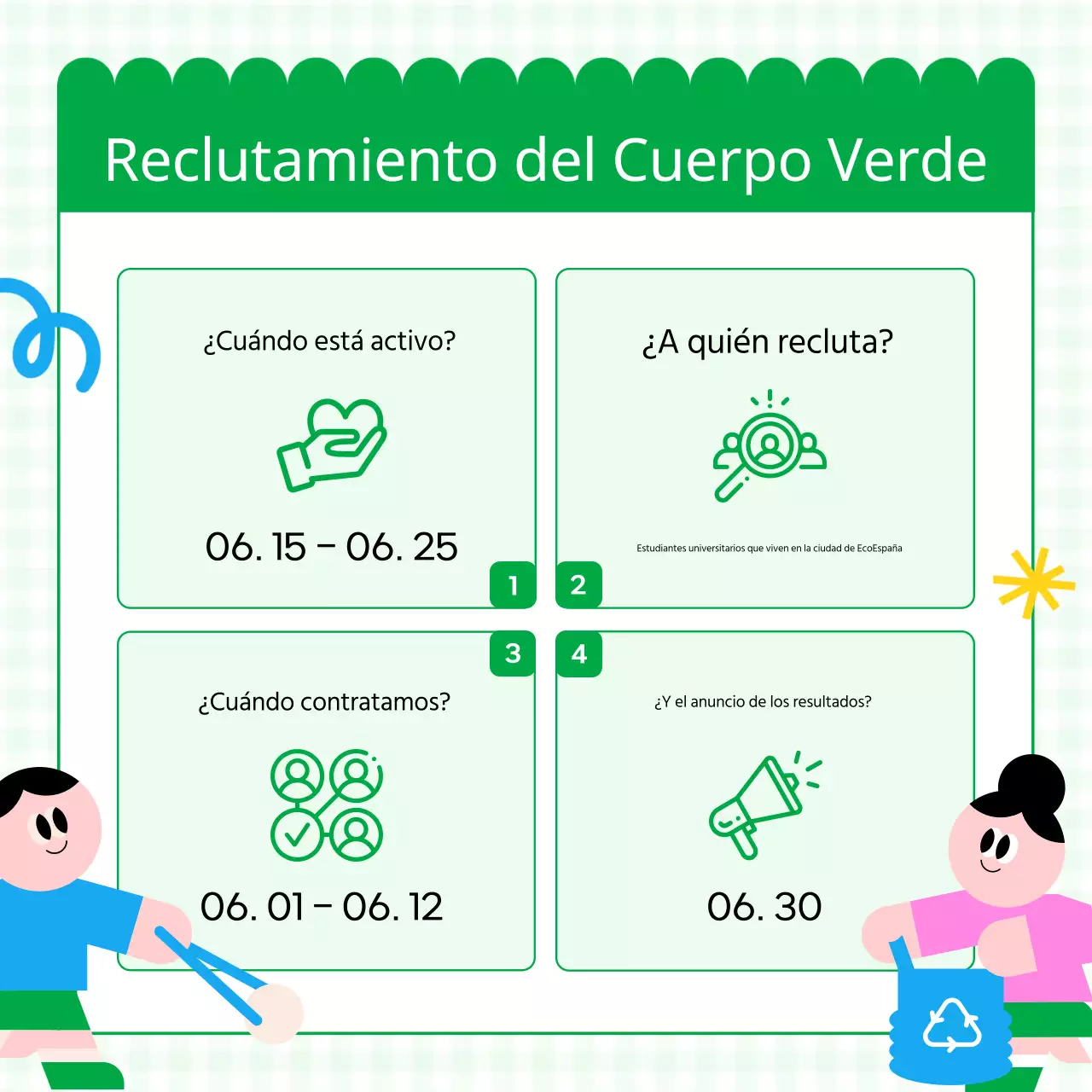 Promover la captación de estudiantes universitarios voluntarios medioambientales rosas y verdes