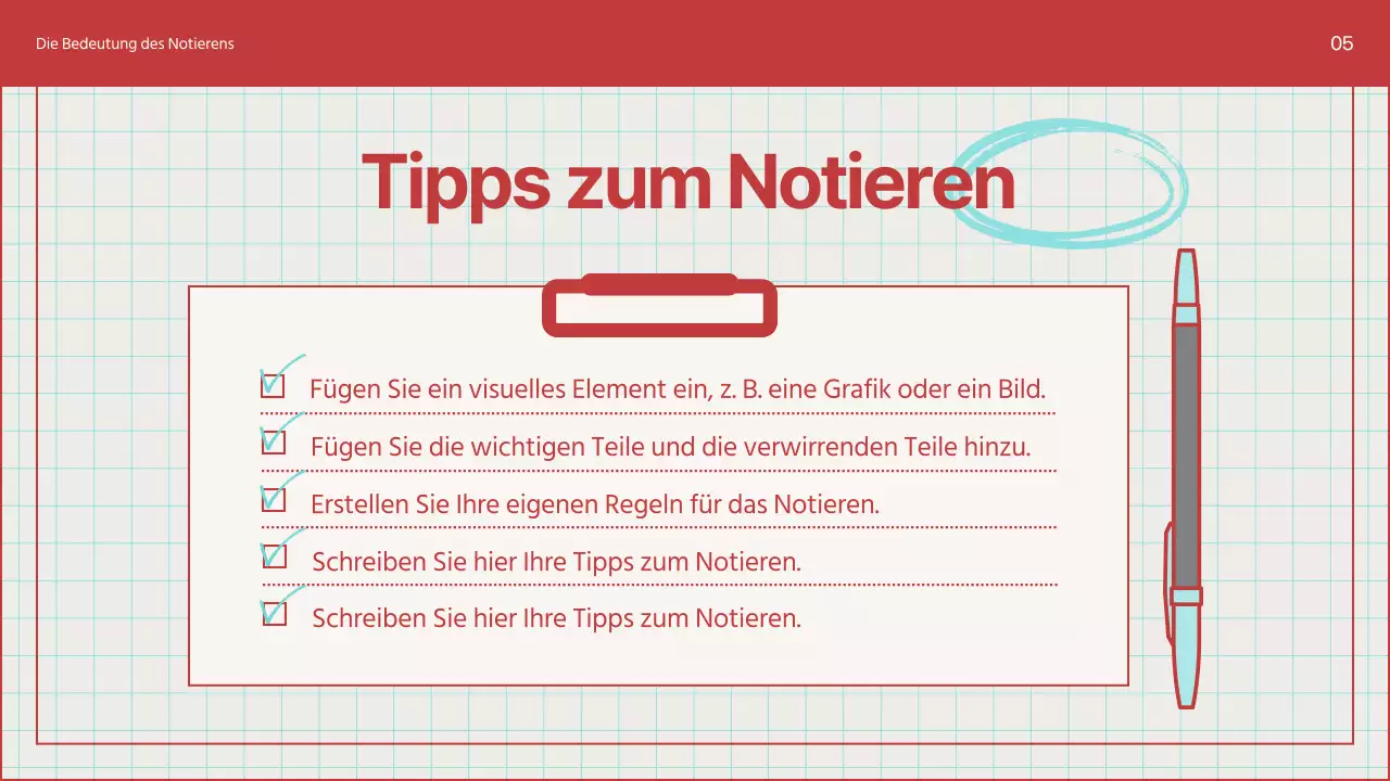 Ein Leitfaden für einfache Notizen in Hellblau und Blau