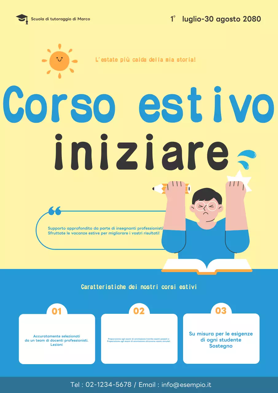 Promuovere le offerte speciali di base per le vacanze scolastiche gialle e blu