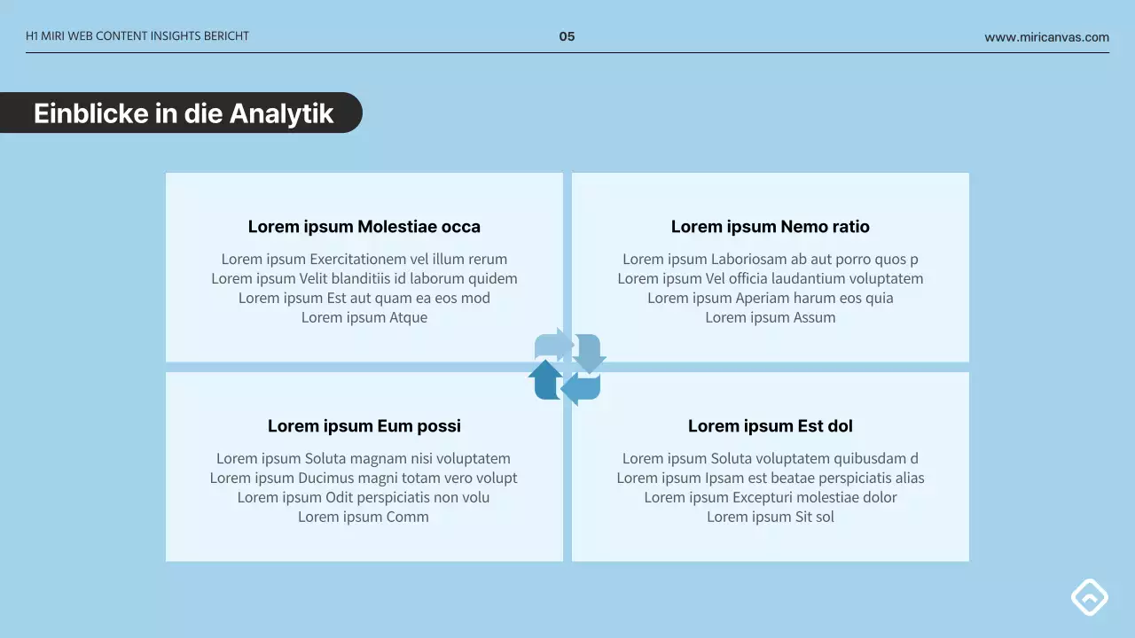 Ein einfacher Insights-Bericht in Grau und Hellblau