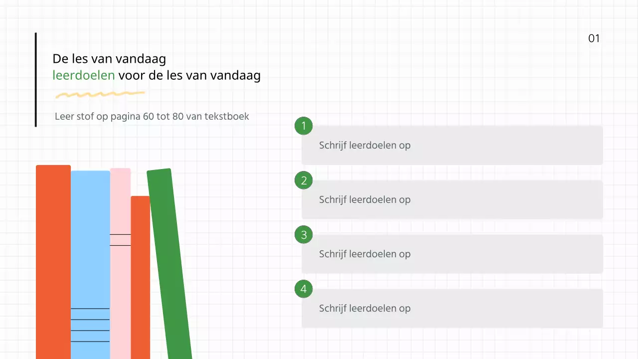 Eenvoudig groen en wit lesplan voor schooljuf