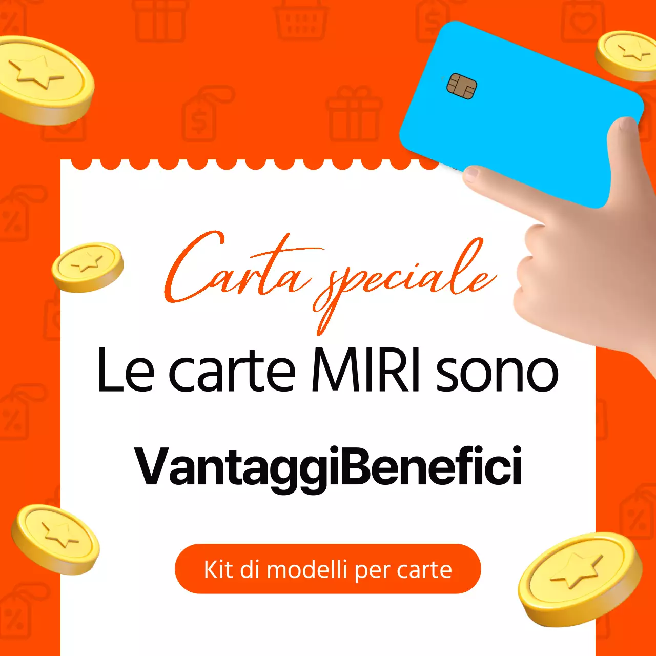 Annuncio di una carta semplice in arancione e blu