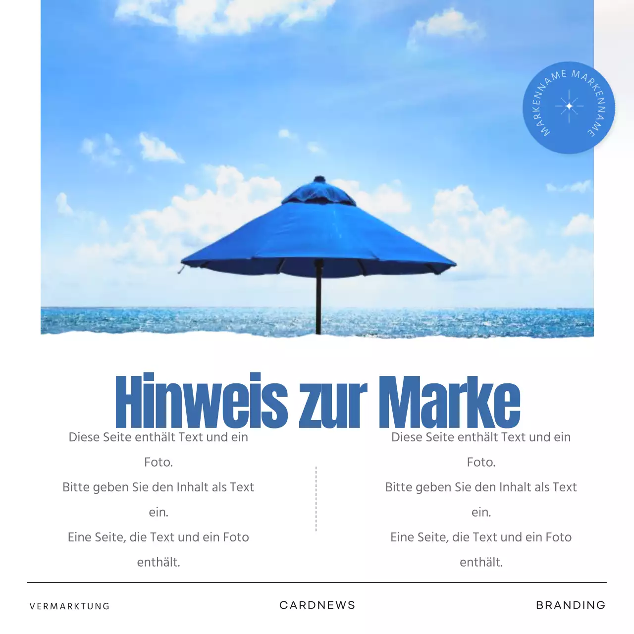 Einfaches Sommer-Markenmarketing in Blau