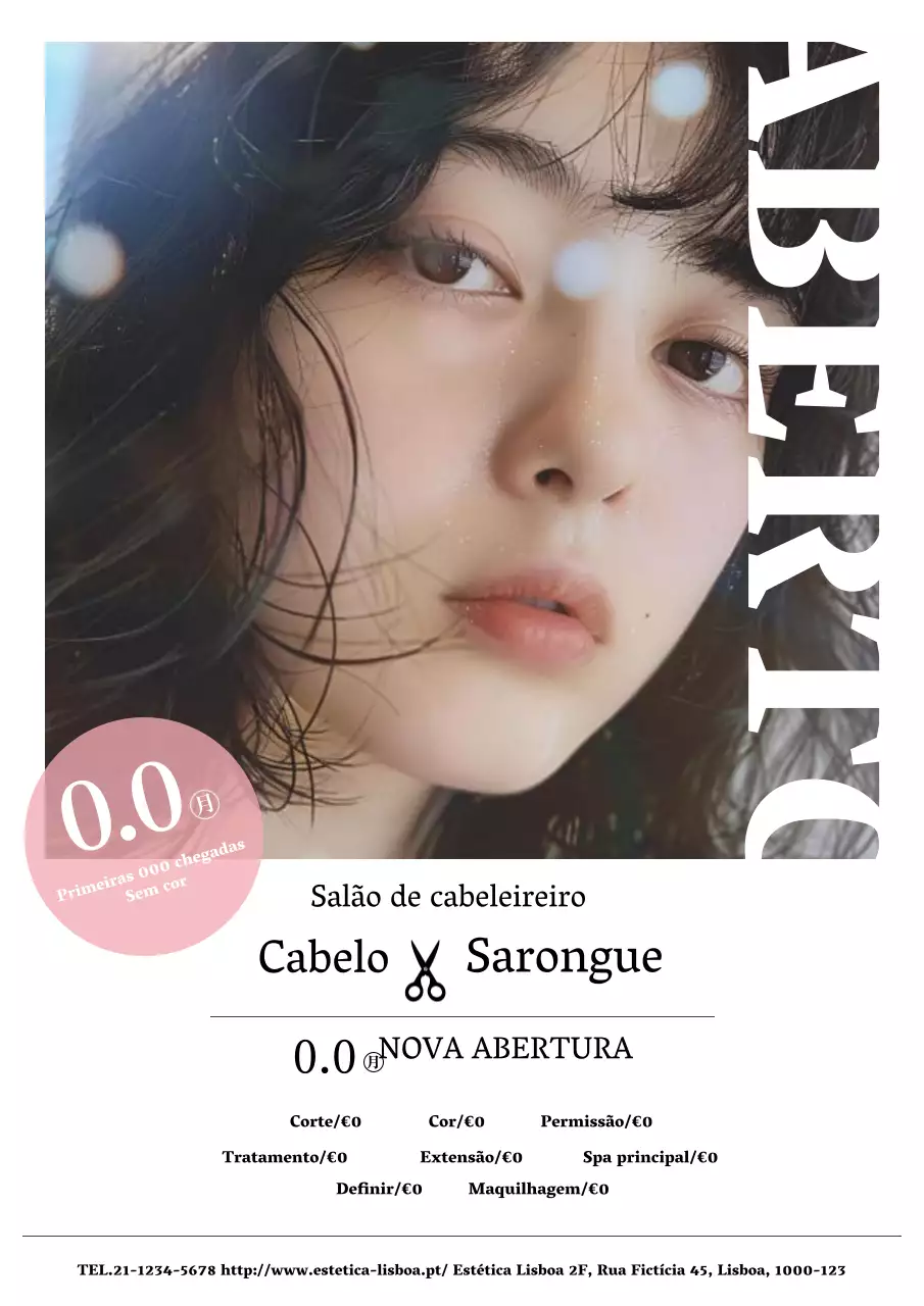 Anúncio de salão de beleza simples e elegante a preto e branco