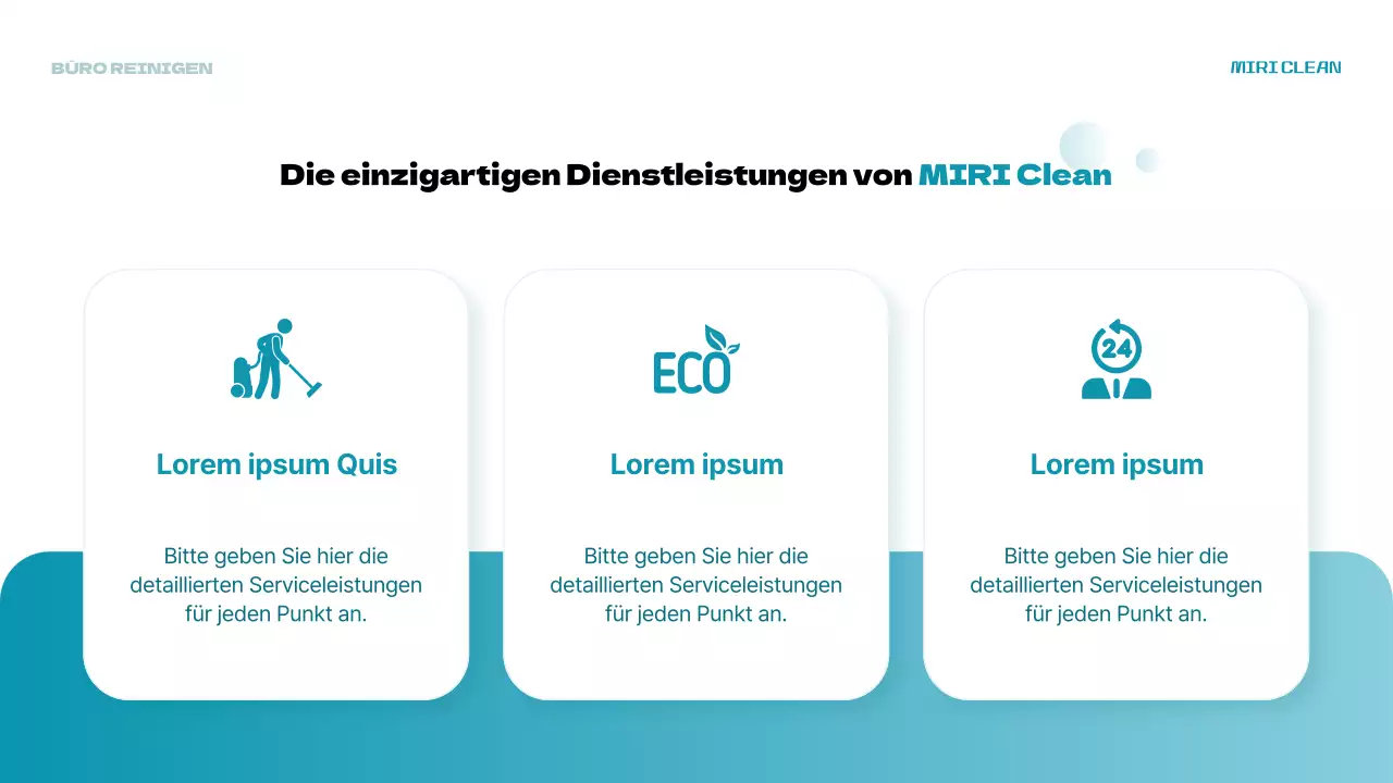 Ein hellblauer, moderner vertikaler Prospekt für die Büroreinigung