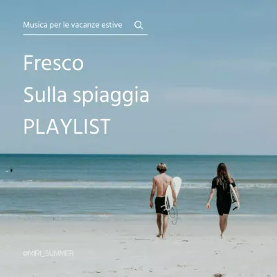 Moderna posta musicale estiva sulla spiaggia oceanica in azzurro e bianco