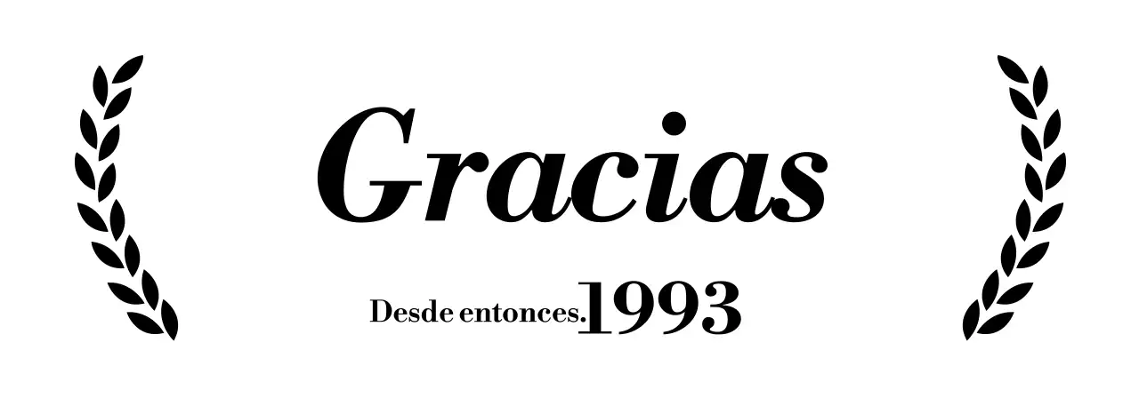 Una elegante nota de agradecimiento con laureles y fuentes con gracias