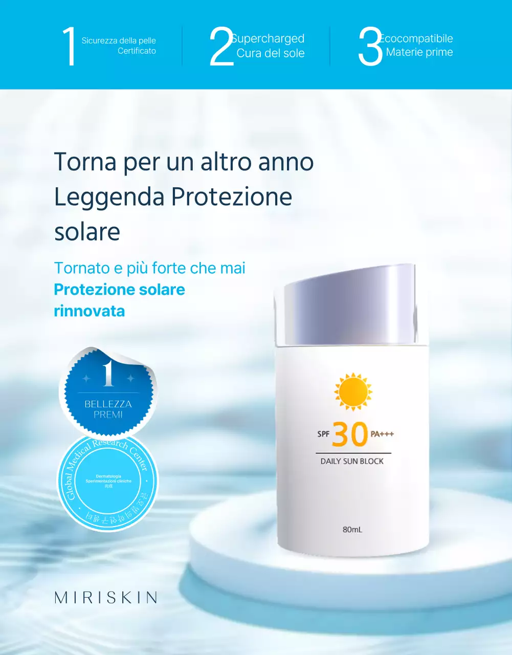 Promuovete le creme solari stagionali estive nelle tonalità menta e azzurro di tendenza