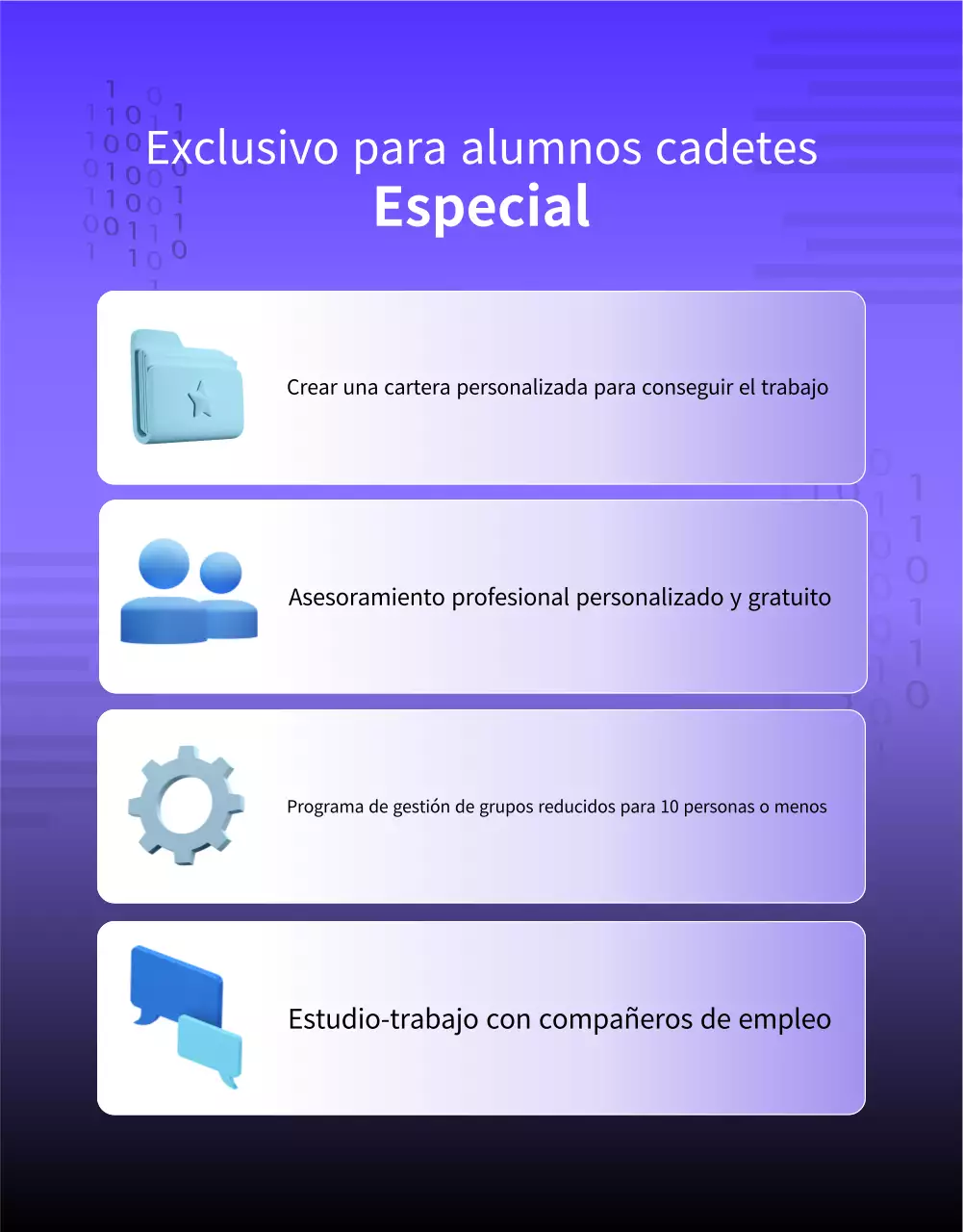 Un sencillo anuncio morado y negro de contratación de licenciados