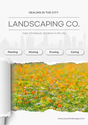 White Modern Landscaping Promotion Poster