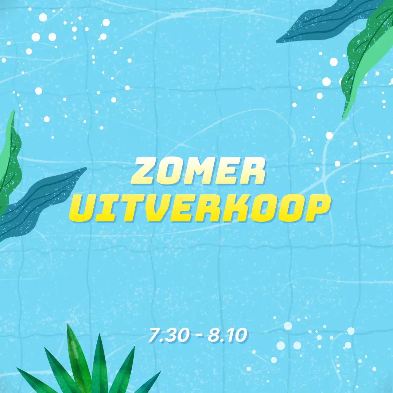 Een eenvoudige zomeraankondiging in geel en blauw