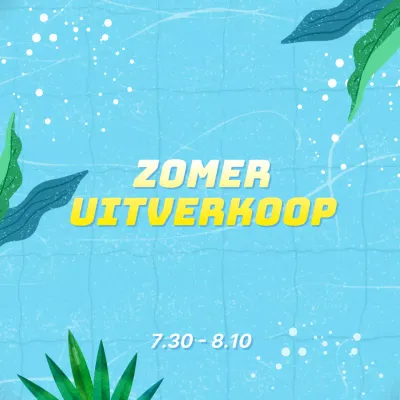 Een eenvoudige zomeraankondiging in geel en blauw