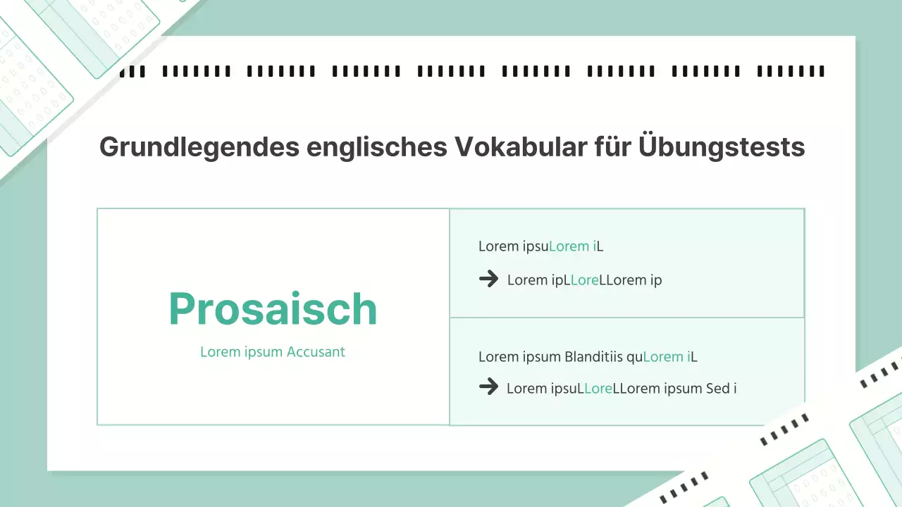 Abstrakte Ressourcen für kostenlose Englisch-Praxistests