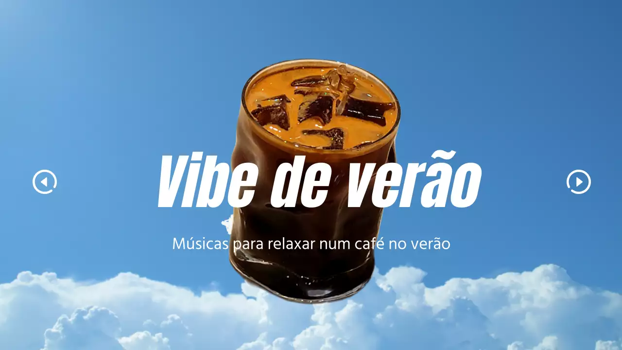 Uma capa de lista de reprodução moderna, inspirada no verão, em azul claro e branco