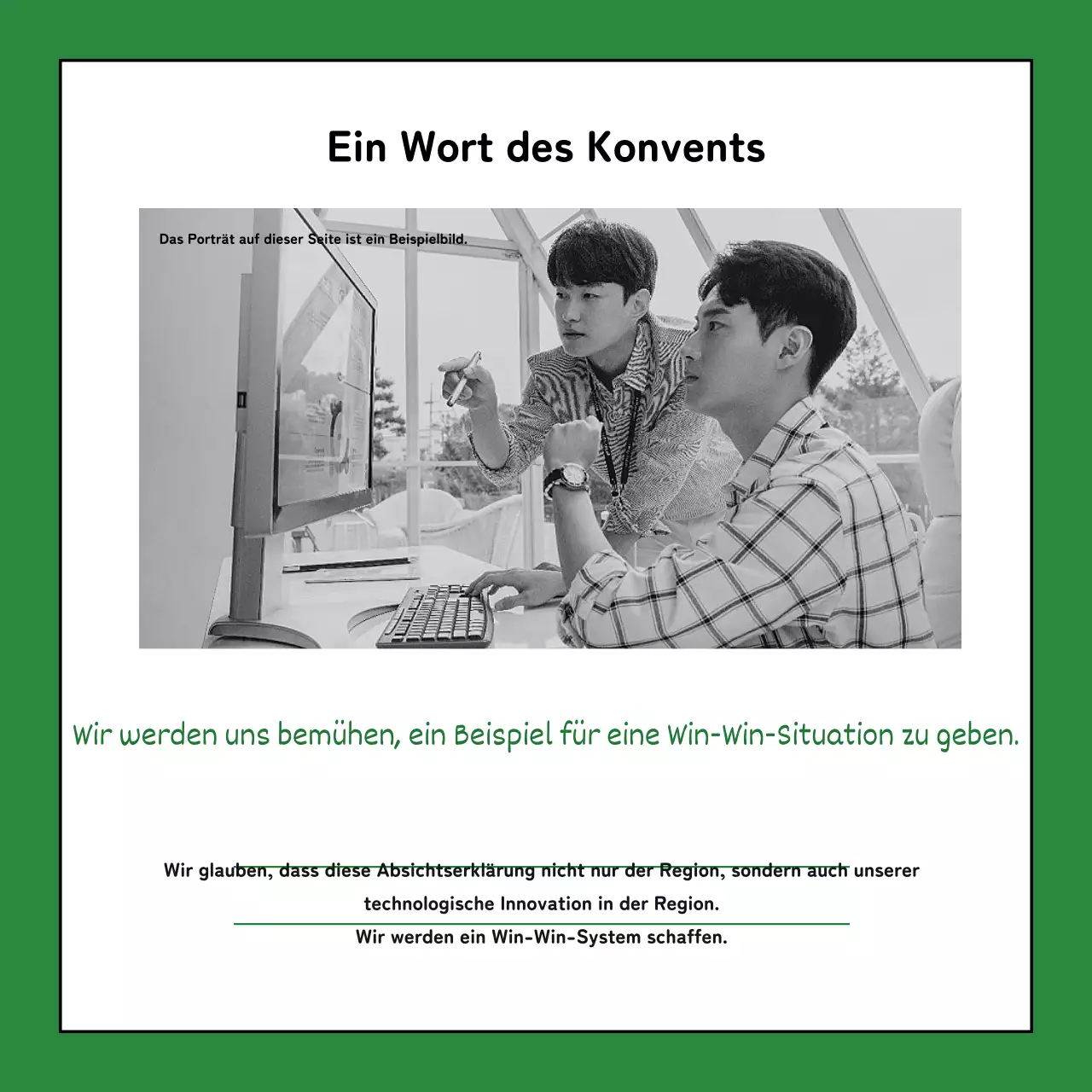 Eine einfache grüne und khakifarbene Arbeitsplatzvereinbarung erklärt