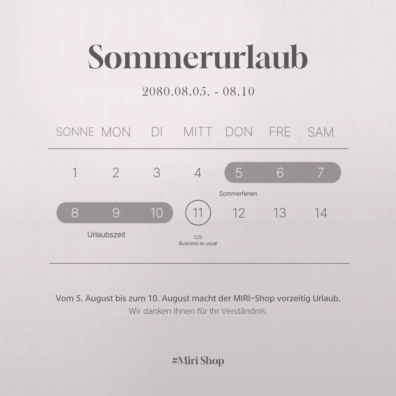 Minimalistischer Sommerferienkalender Pop-up in Beige und Braun