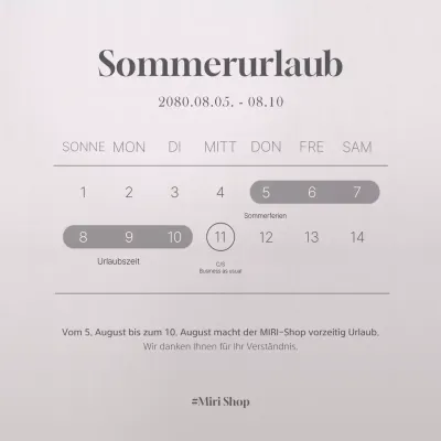 Minimalistischer Sommerferienkalender Pop-up in Beige und Braun