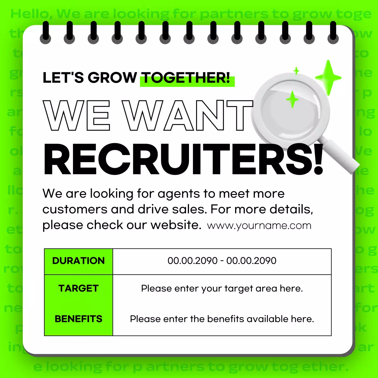 Green Modern Recruitment Advertisement Social Media Post