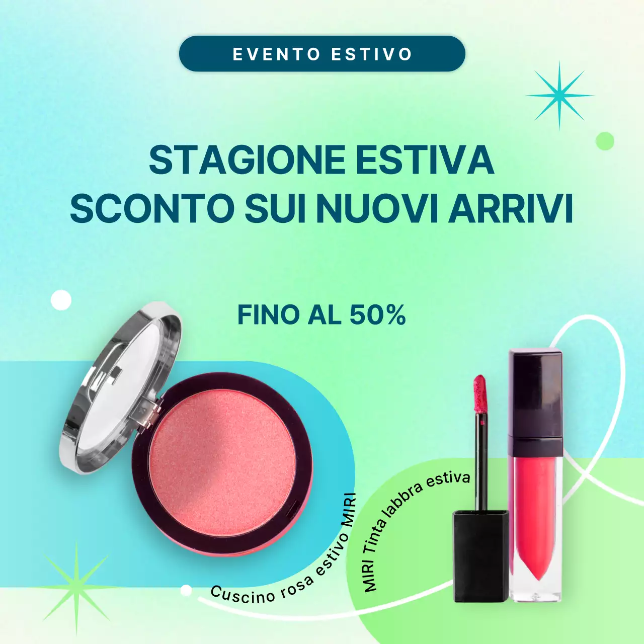 Promuovete gli sconti sui nuovi arrivi estivi nei colori di tendenza chartreuse e azzurro