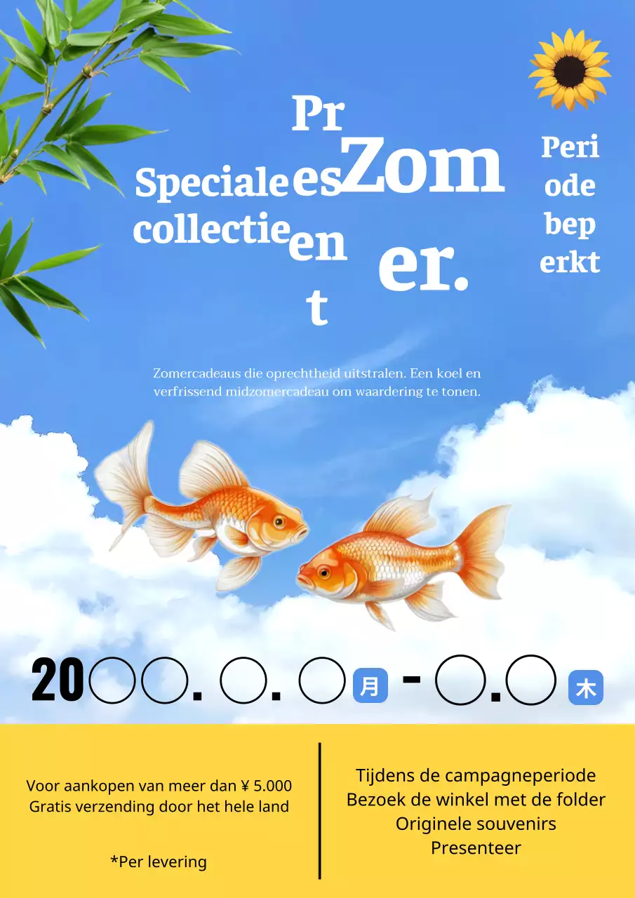 Gave zomerse Mid-Autumn Festival cadeauadvertentie in lichtblauw en geel