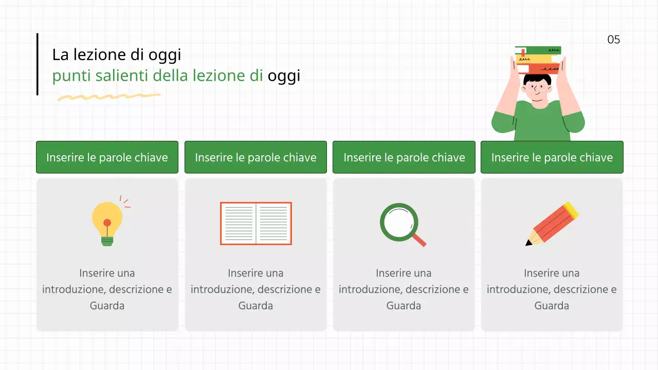 Piano di lezione semplice per insegnanti di scuola in bianco e verde