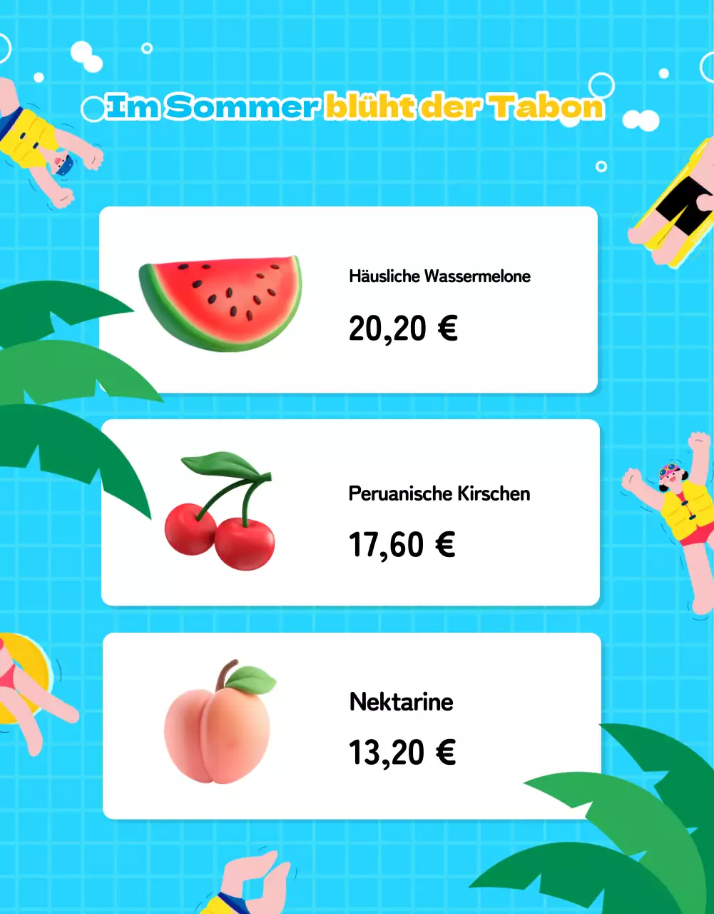 Eine hübsche Sommeraktion in Hellblau fördern