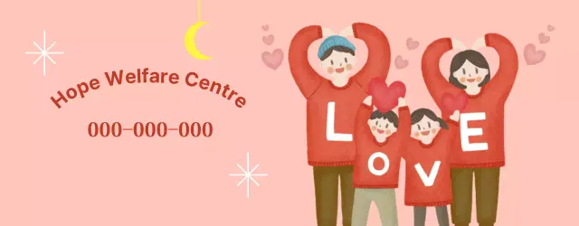 Warme und helle Sozialstation mit Familienillustrationen