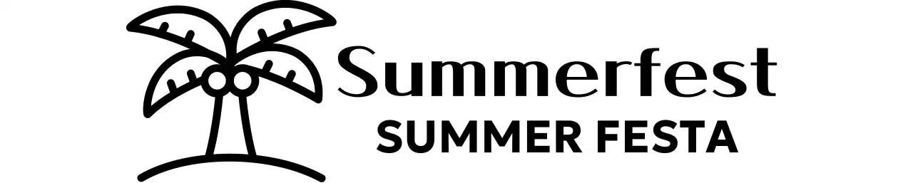 Festival de verão simples com ilustrações de palmeiras