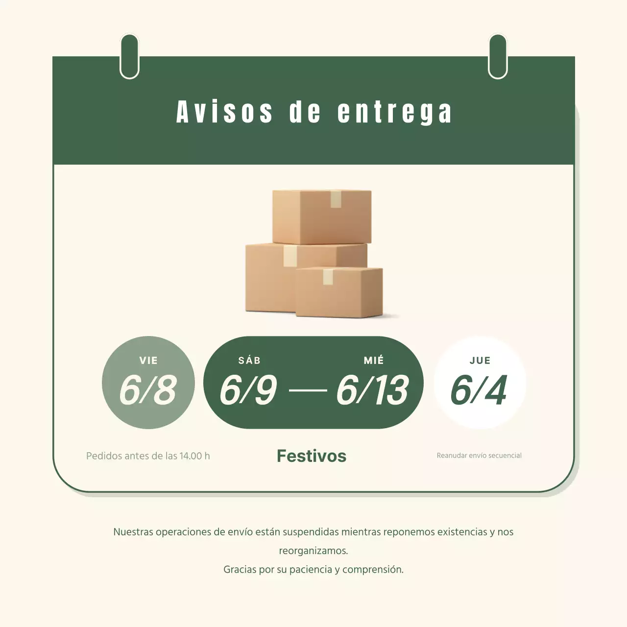 Un simple albarán en marfil y caqui