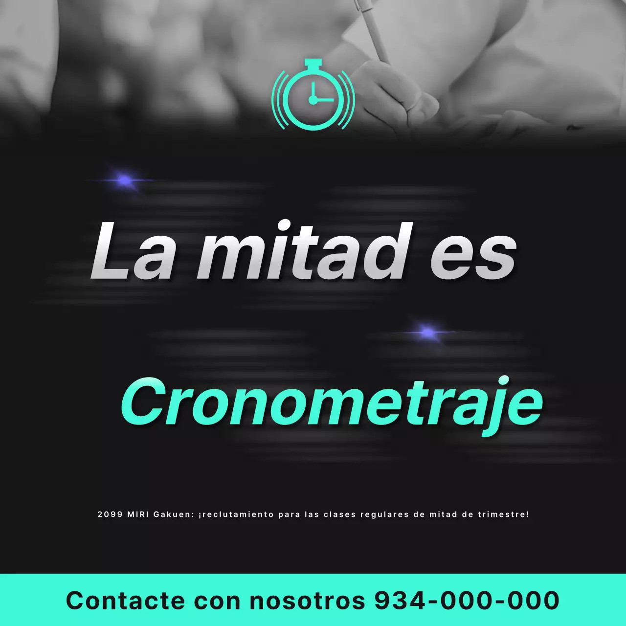 Promocione las escuelas de media jornada con detalles en menta y negro