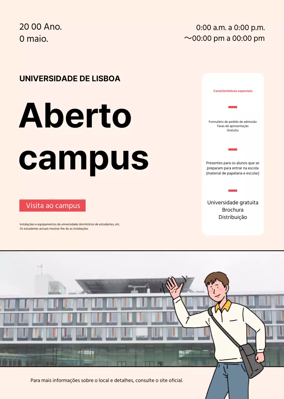 Um simples anúncio vermelho e amarelo de um campus universitário