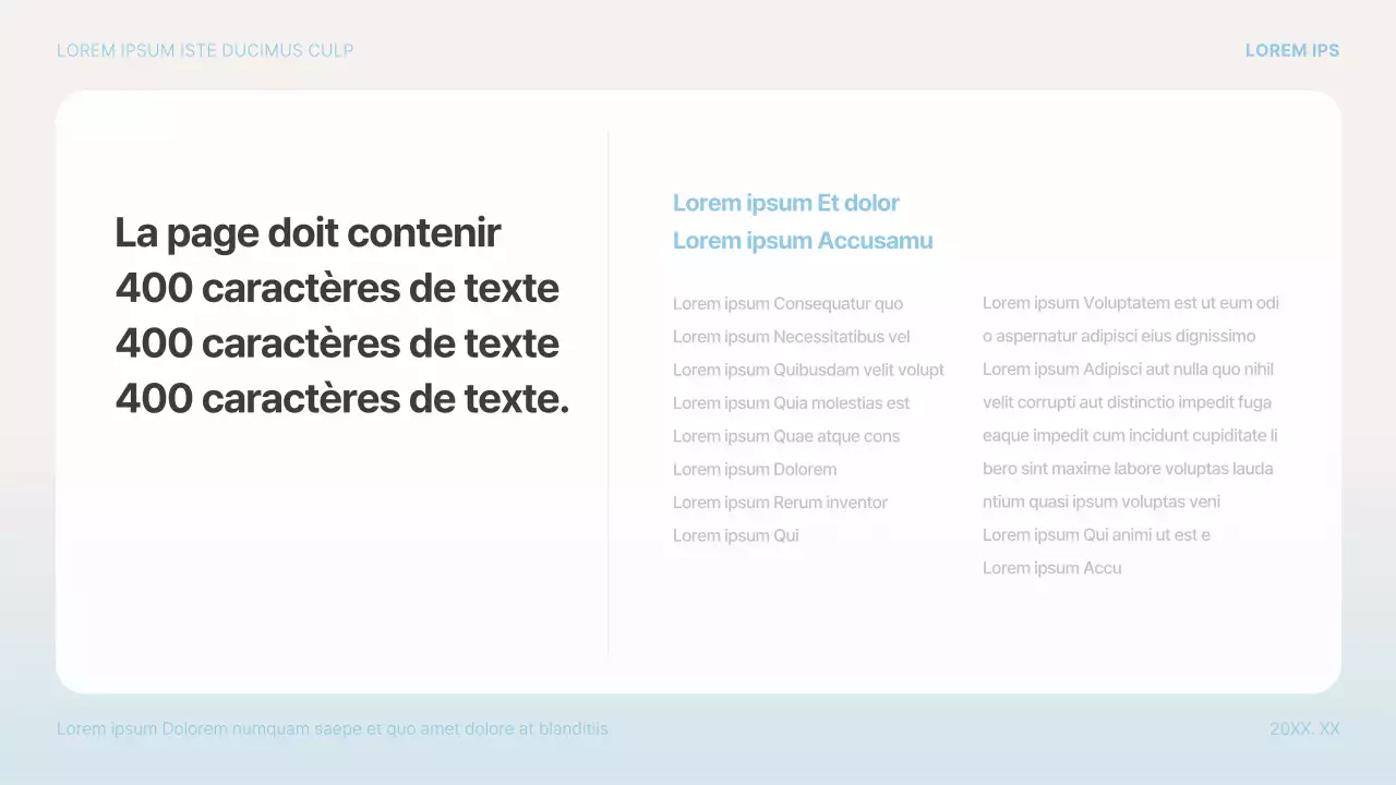 Proposition de présentation simple en bleu clair et blanc