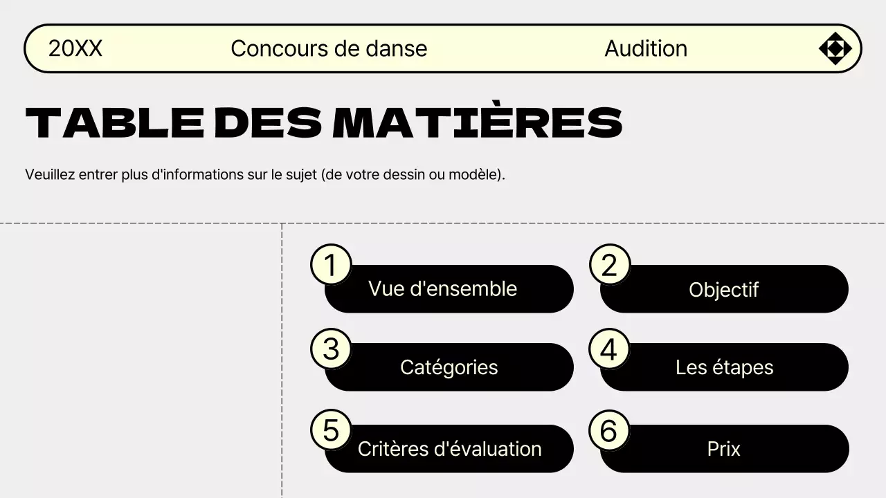 Faites la promotion de votre audition de danse dans des tons gris et jaunes très tendance.