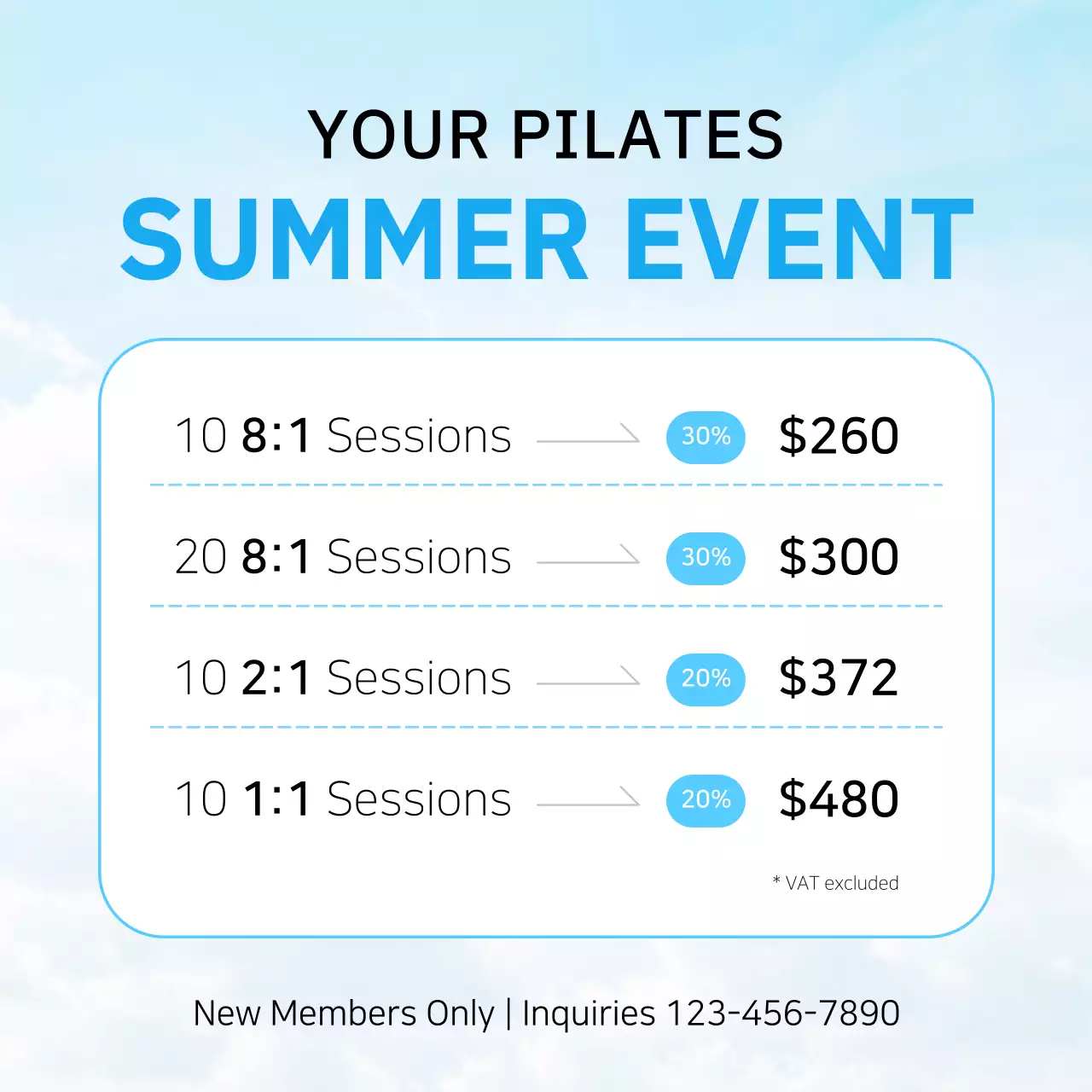 Blue Modern Pilates Promotion Social Media Post