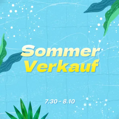 Eine einfache Sommerschlussverkaufsanzeige in Gelb und Blau