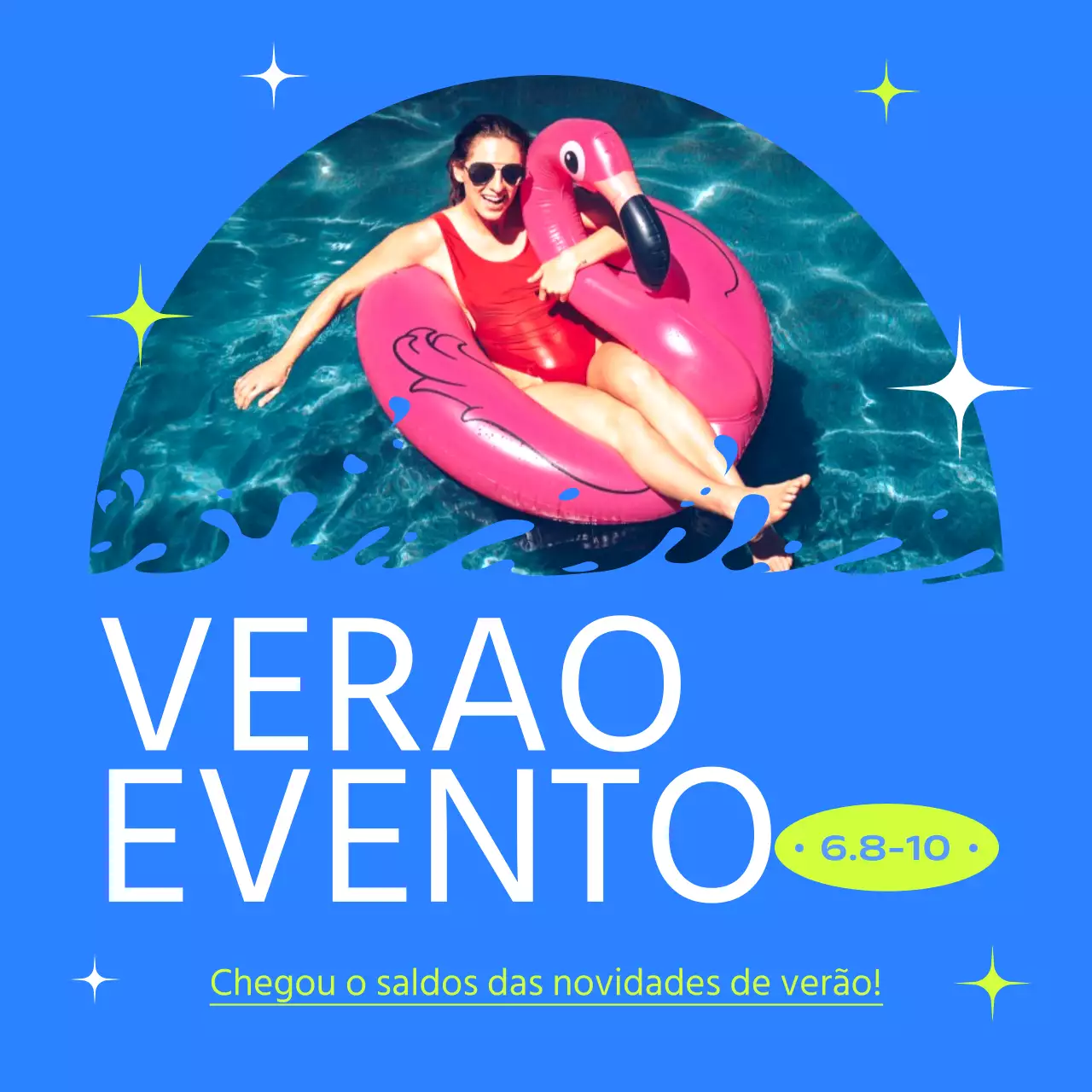 Um simples anúncio de saldos de verão em azul e chartreuse