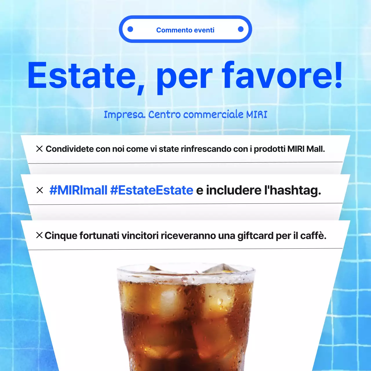 Commento di tendenza azzurro annuncio di un evento