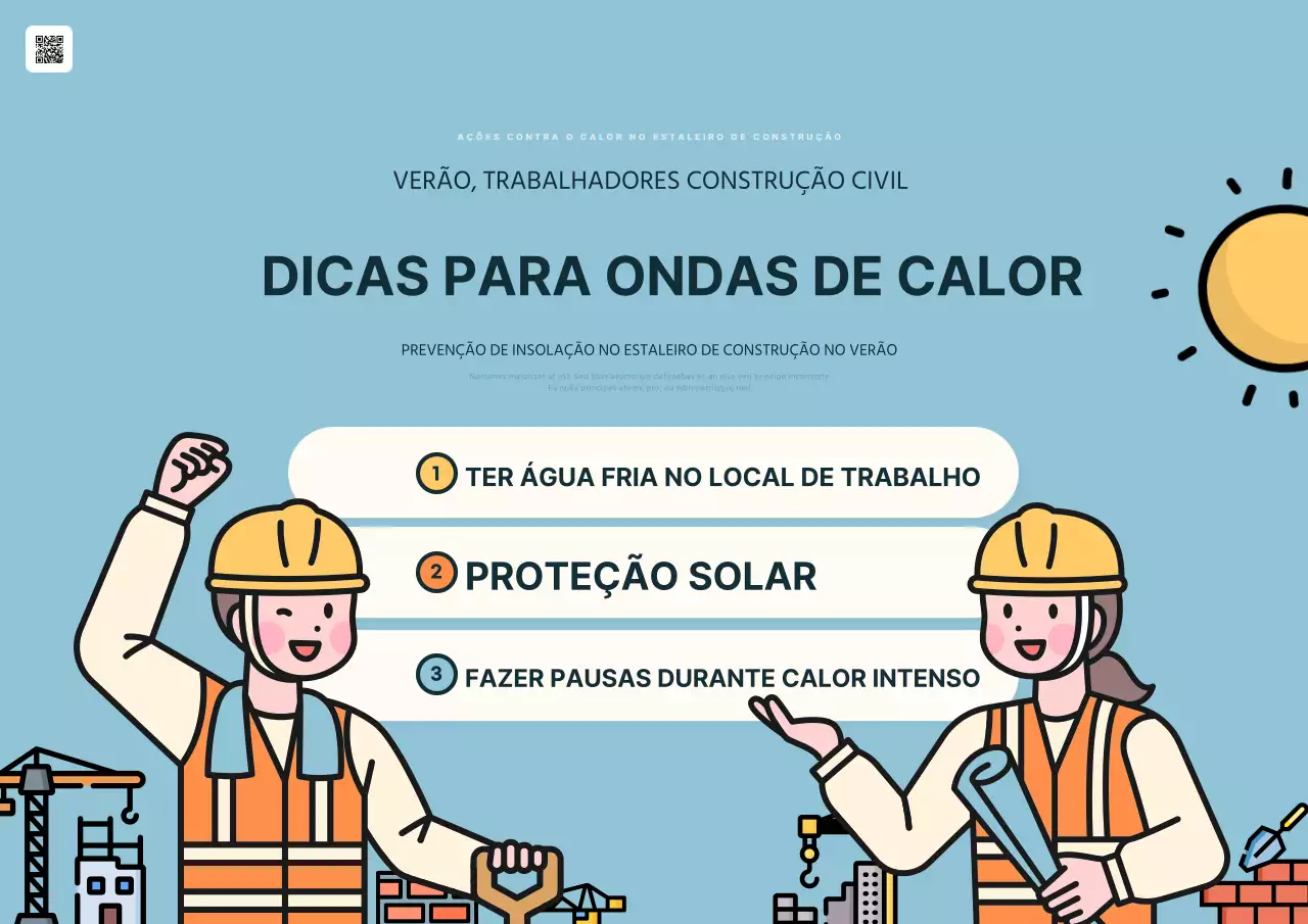 Informações sobre como preparar o seu local de trabalho para a vaga de calor do verão em azul claro e amarelo