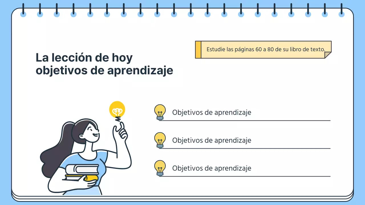 Plan de clases sencillo para profesores en azul y blanco