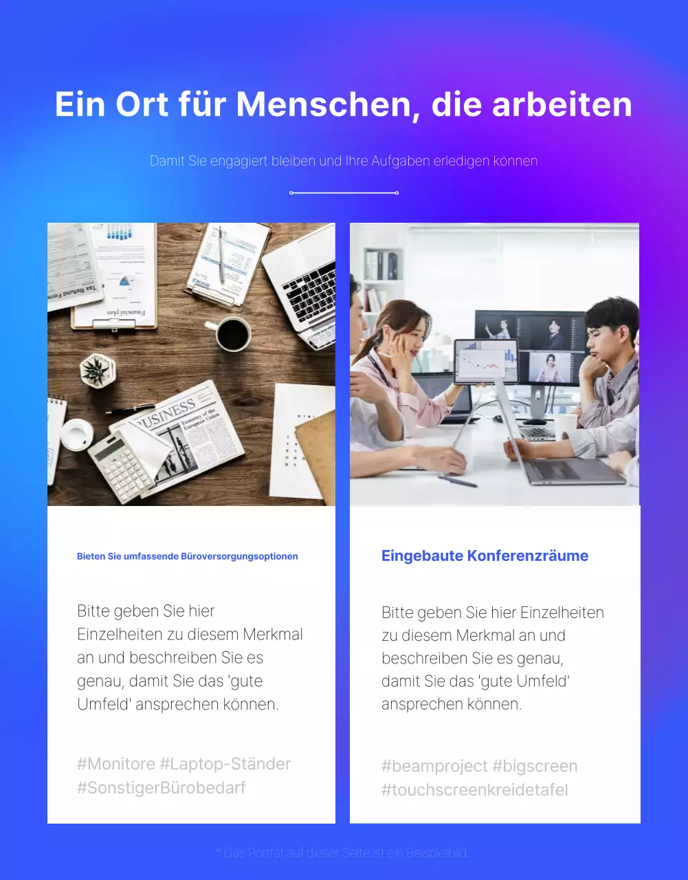 Förderung der modernen Bürogemeinschaft von Blue