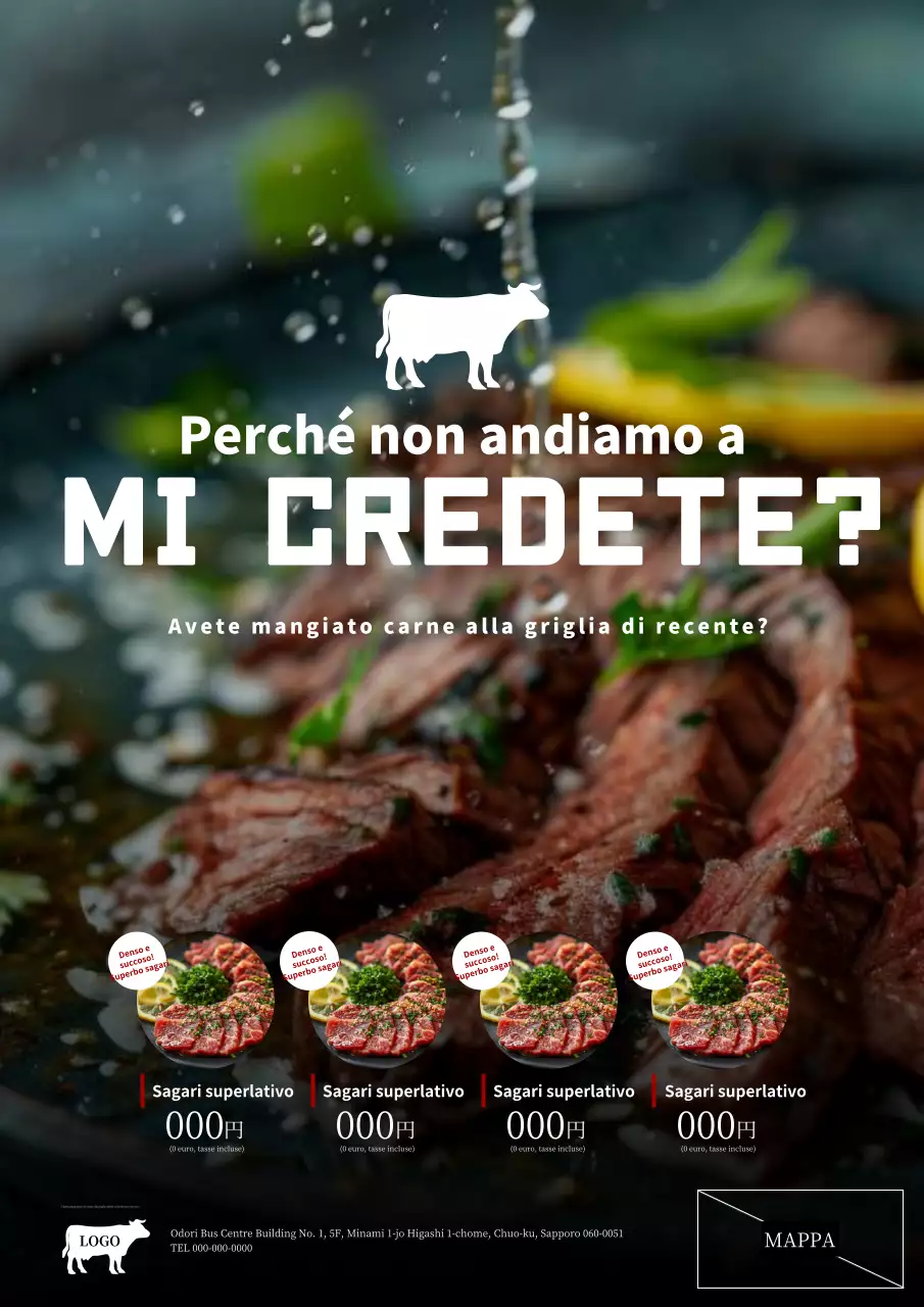 Una semplice pubblicità di una macelleria in bianco e nero